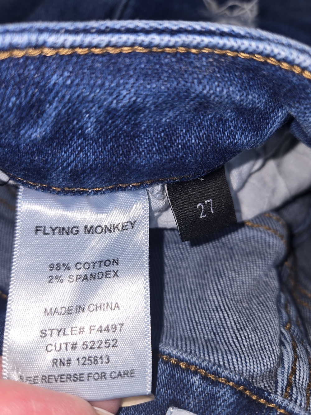 Flying Monkey Blue Distressed Skinny Jeans with Frayed Hem & Pockets Womens 27 - Picture 11 of 13